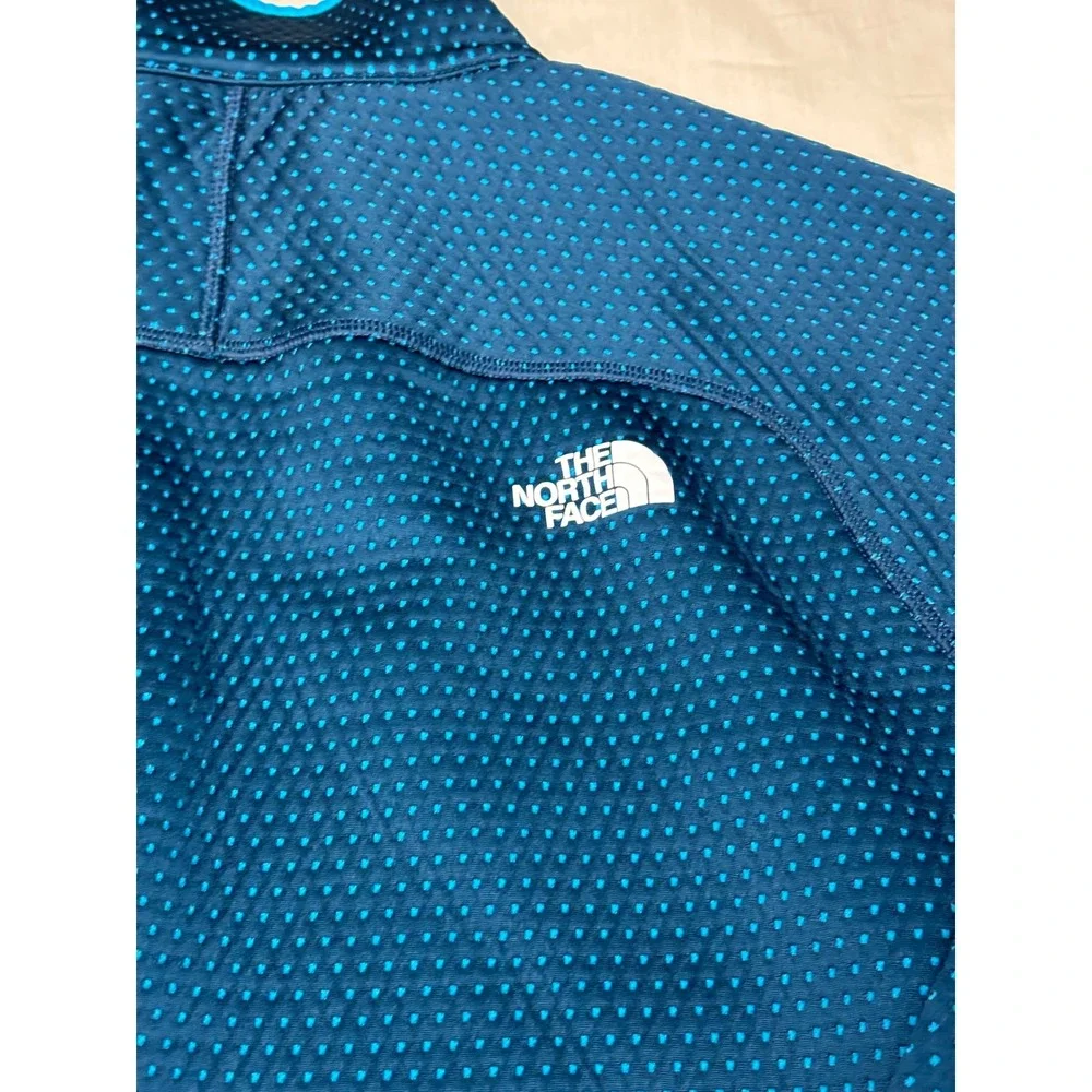 The North Face DotKnit 1/4 Zip Pullover Mens Large Blue NF0A88U6 Circular Design